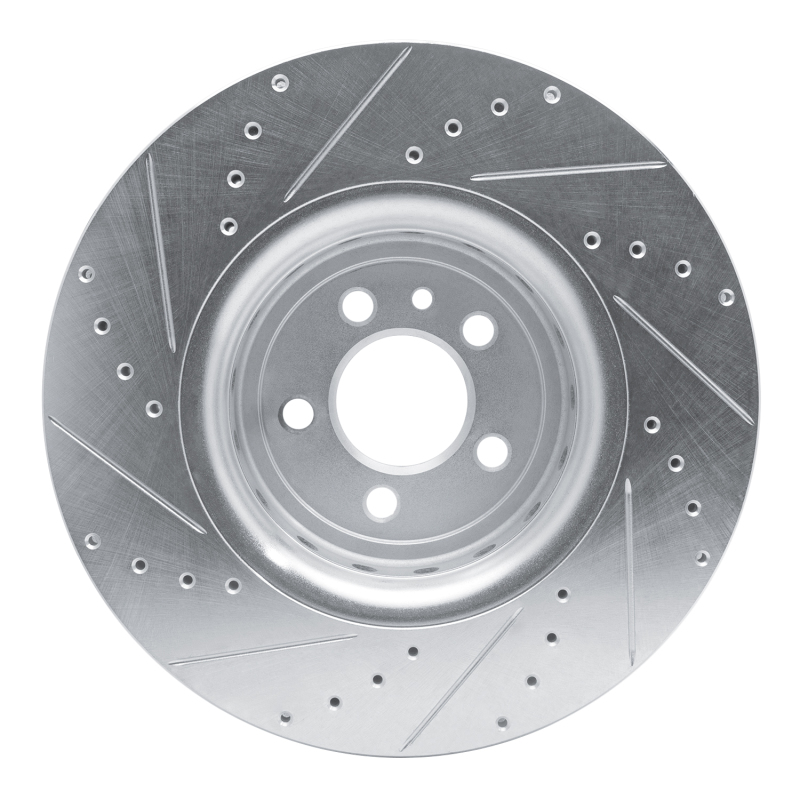 Dodge Charger Brake Rotor (1) - Front Right - R1 Concepts - Drilled & Slotted - Silver - `14-`23